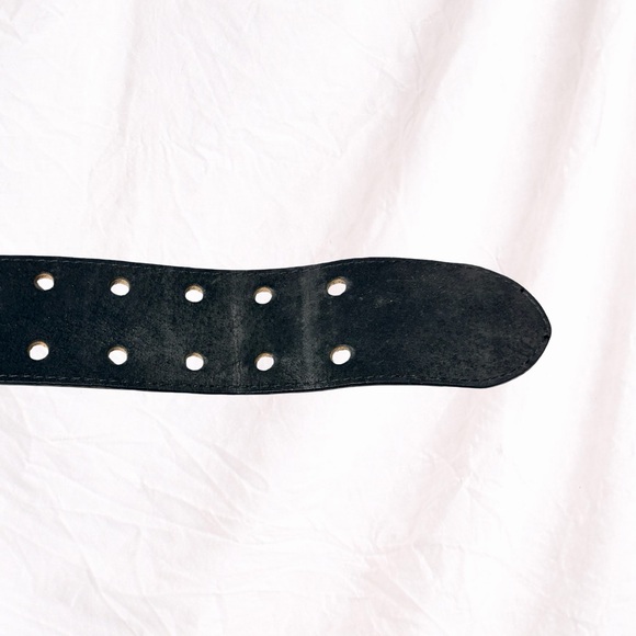 J. Crew Black Suede Wide Belt Brass Double Prong Buckle Womens Waist 26.5" - Picture 7 of 8